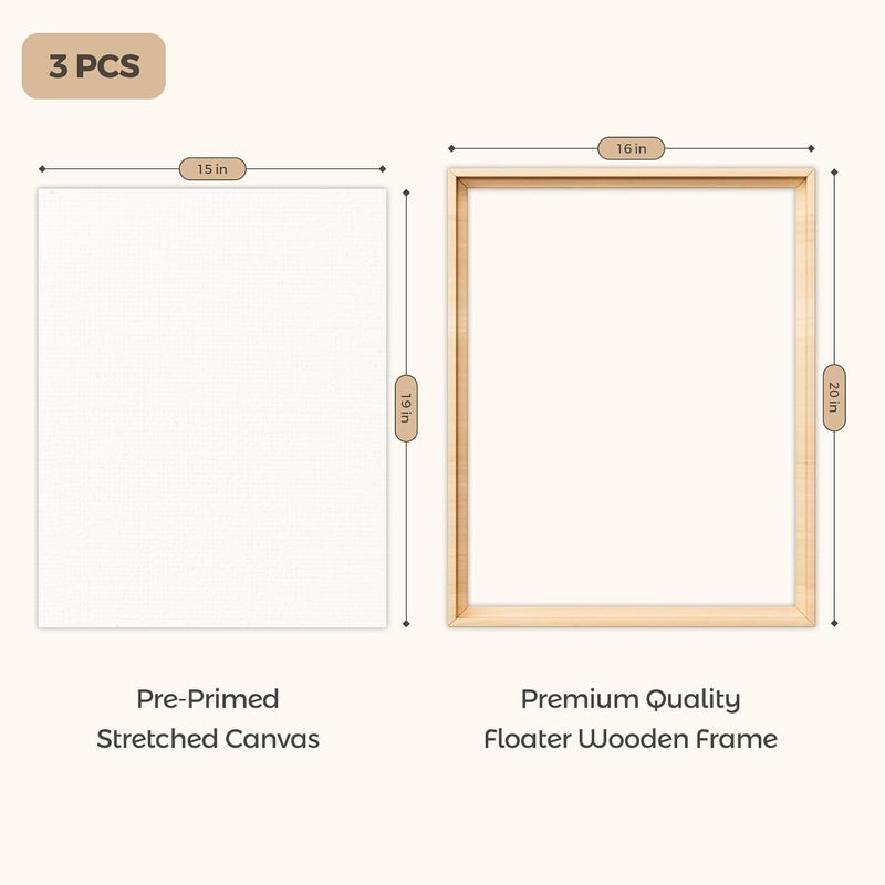 HANSILK 3pk Blank Framed Canvas Wall Art - Premium White Canvas for DIY Art and Custom Painting-Christmas Wall Deco(16 * 20-3) - Image 2